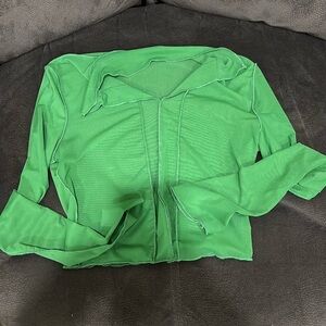 green mesh long sleeves top